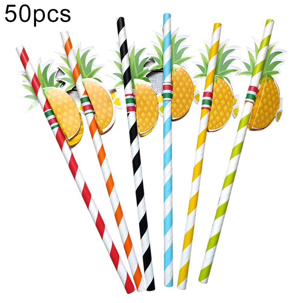 Papier Rietjes Ananas Fruit Creatieve Multicolor Drinken Sap Stro Verjaardagsfeestje Bruiloft Decoratie: Default Title