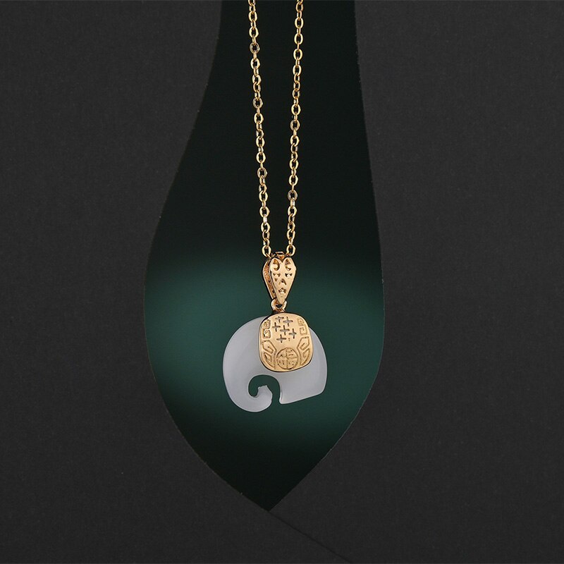 Sifisrri-collar con colgante de Jade y elefante blanco Vintage para mujer, Gargantilla geométrica, de cumpleaños, joyería,: N1595