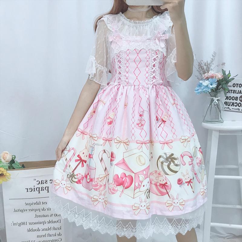 JSK-robe d'été Lolita à volants, robe falbala pour gâteaux, robe et blouse pour bonbons