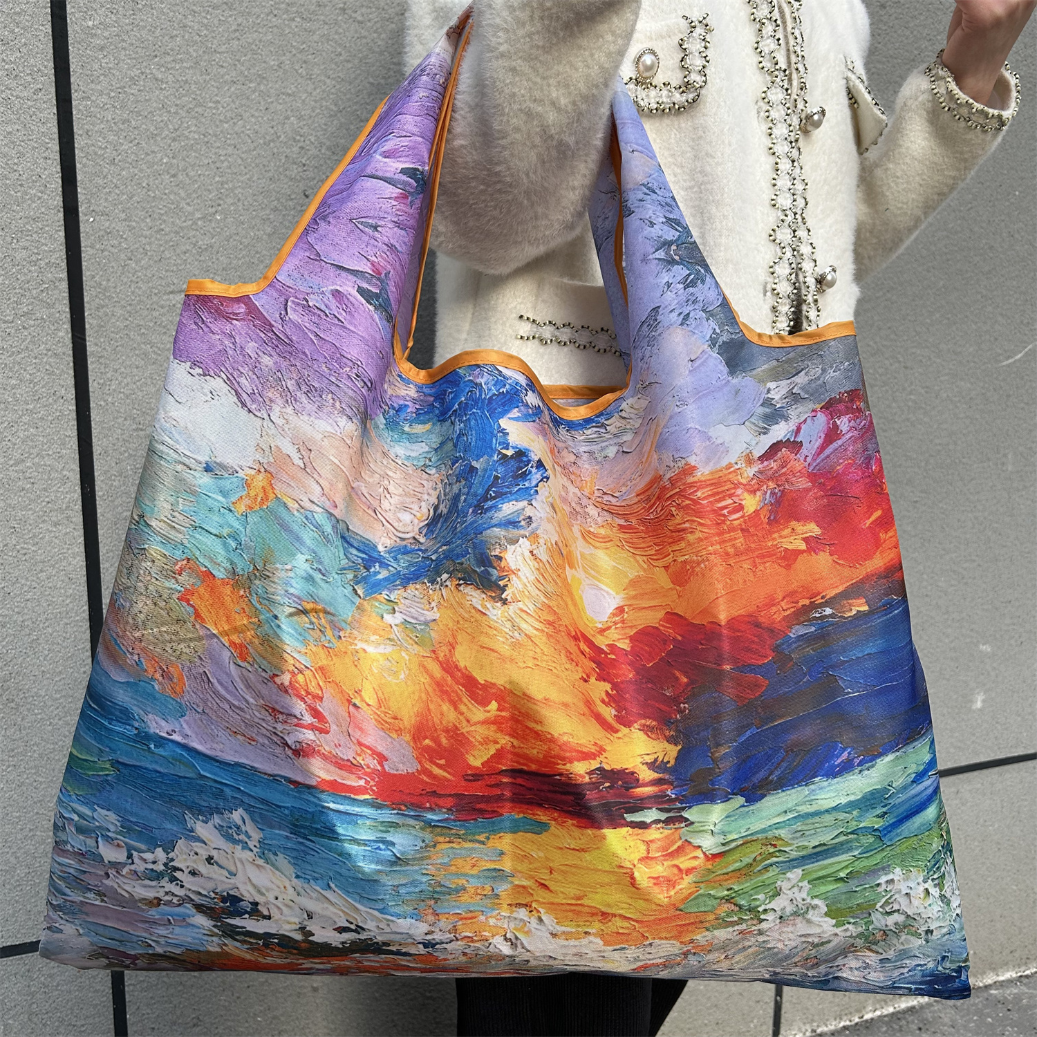 modetas Grote opvouwbare boodschappentas Herbruikbare boodschappenopbergtas Nylon draagbare schouderhandtas voor reiszak Tote