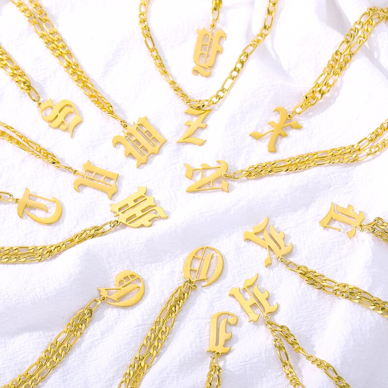 Initial fußkettchen für frauen Gold Kette knapp fußkettchen frauen boho edelstahl fußkettchen alt englisch schrift initialen Knöchel Armbinde