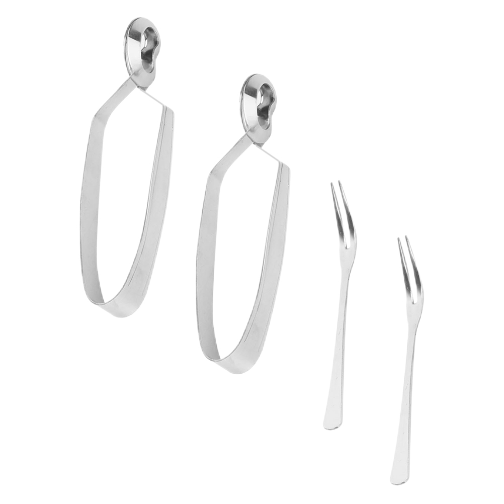 4Pcs Rvs Servies Eten Slak Clips Rvs Slakken Vorken Slak Tong En Vorken Voor Restaurant Home: Default Title