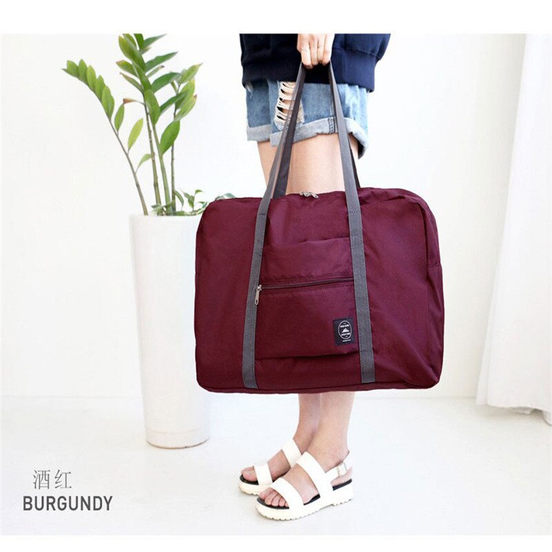 Waterdichte Grote Capaciteit Plunjezak Effen Kleur Opvouwbare Reistassen Unisex Kleding Organisatoren Tas Verhogen Trolley Tassen: wine red