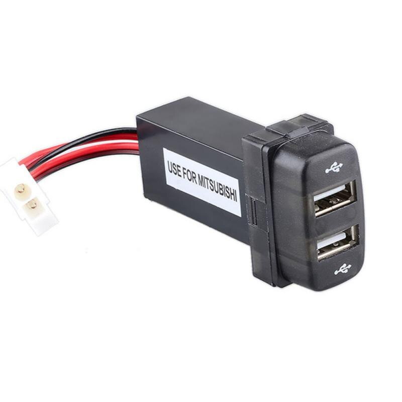 Dual USB Car Charger Power Adapter 2 Ports USB Interface Socket Car Modification Dashboard For Mitsubishi Pajero Lancer