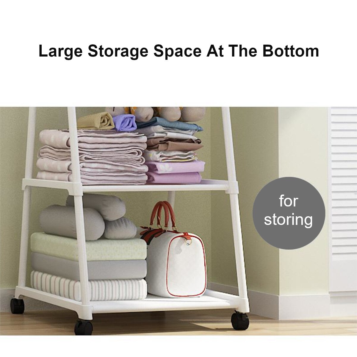 Removable Bedroom Hanging Clothes Rack with Wheels Floor Standing Coat Rack Multi-function Modern Triangle Coat Wardrobe Hanger