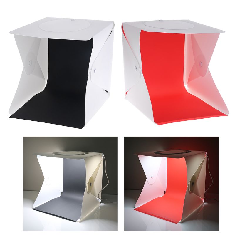 1 conjunto de tiro caixa luz dobrável mini foto lightbox tenda pode ser escurecido mesa fotografia softbox com 4 cor backdrops