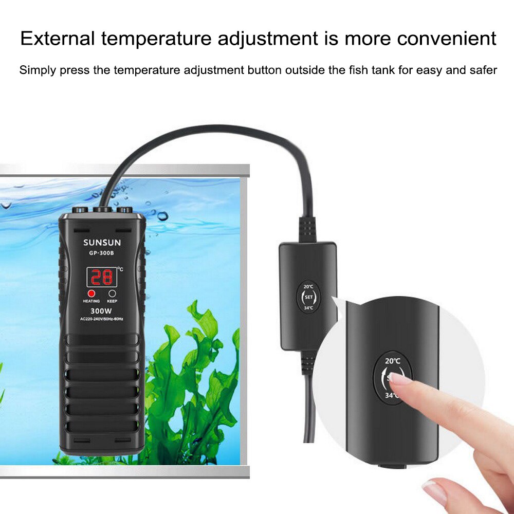 50-1000w akvarie ptc varmelegeme strømafbrydelsesbeskyttelse ptc type inverter varmelegeme justerbar temperatur fuldt nedsænket varmelegeme
