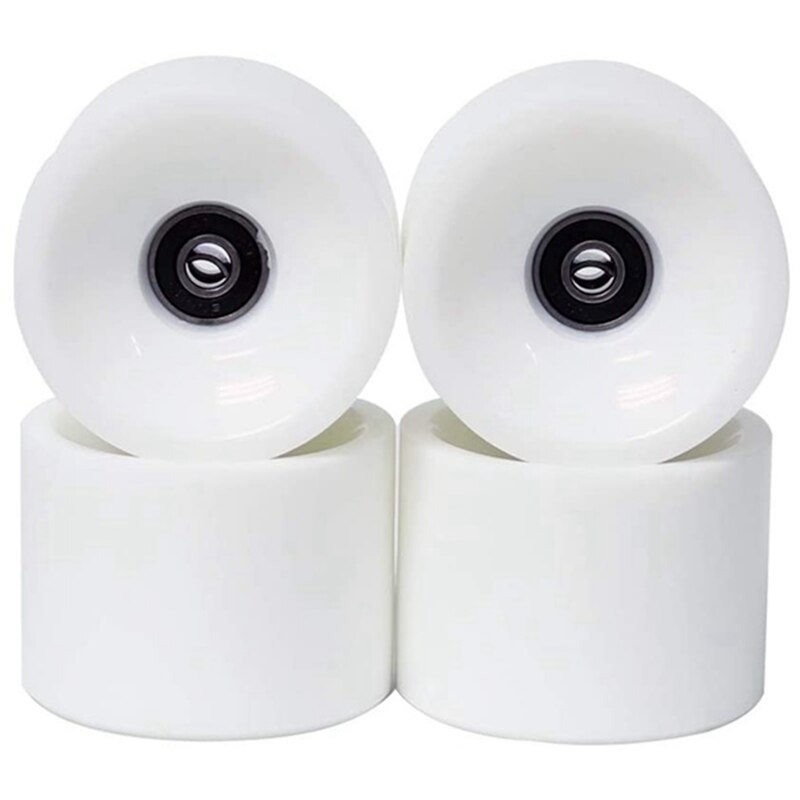 Set of 4 Wheels 70mm 78A Offset Hub Solid Longboard Wheels with ABEC 9 Black Bearing Smooth Longboarding Wheels: white