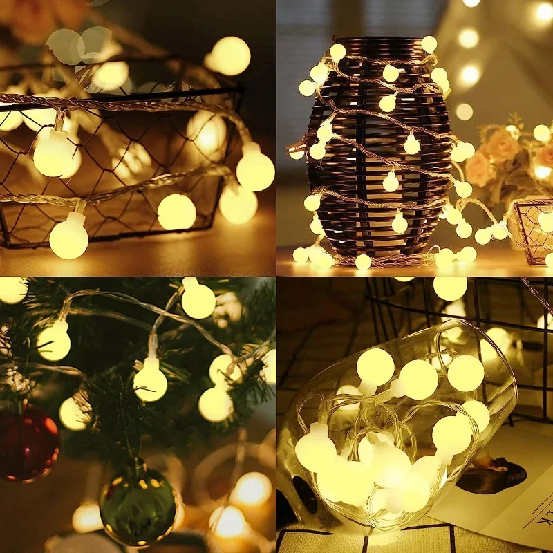3M-22M Fairy Garland LED Ball String Lights Outdoor Waterproof for Christmas Tree Wedding Home Indoor Decoration Eu Plug Powered