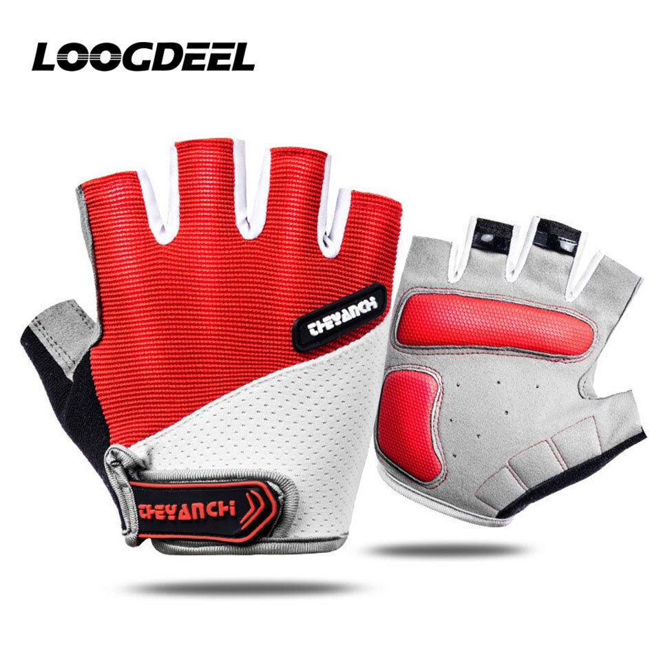 LOOGDEEL-guantes de silicona transpirables para Fitness, mancuernas para gimnasio, levantamiento de pesas, Fitness, culturismo: Red / L