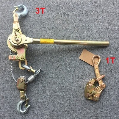 2T--3T hand puller with wire grip , Japanese style ratchet cable puller hand steel wire rope puller ratchet pulling wire gri