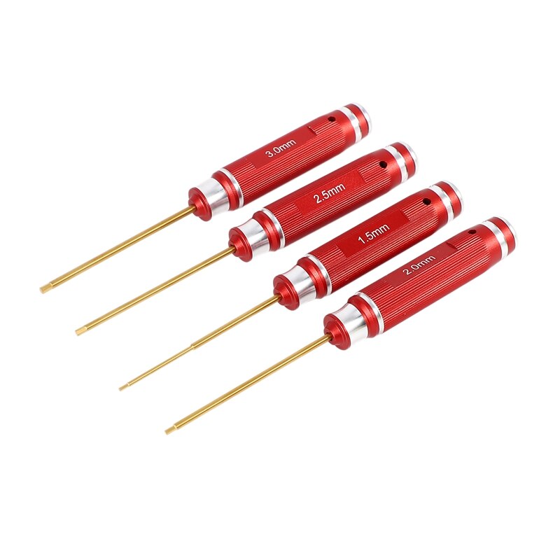 4PCS Hexagon Screwdriver Set - 1.5-3.0mm Titanium Coated - Non-Slip RC Tool