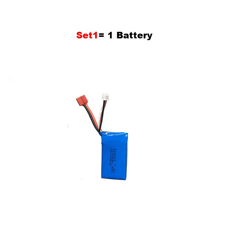 7.4V 1500mah Hoge capaciteit Li-po Batterij + Kabel (4in1) + lader voor JJRC Q39 Wltoys A959-B A969-B A979-B K929-B RC Auto Onderdelen: Set1