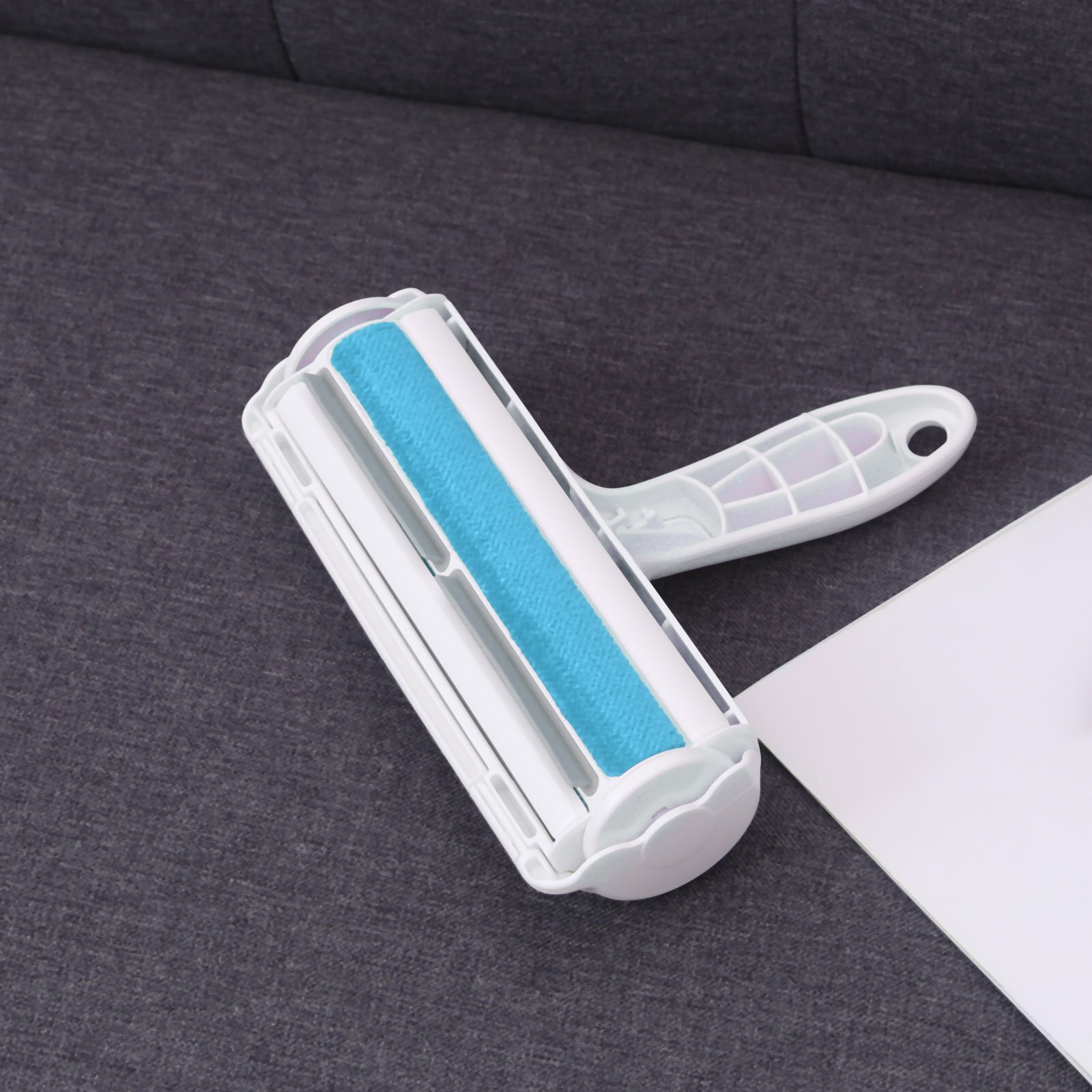 Twee-weg Lint Steken Roller Abs Nylon Pet Hair Remover Gehumaniseerd Handvat Draagbare Kat Oor Tapijten Reinigen Kleding tool: Blauw