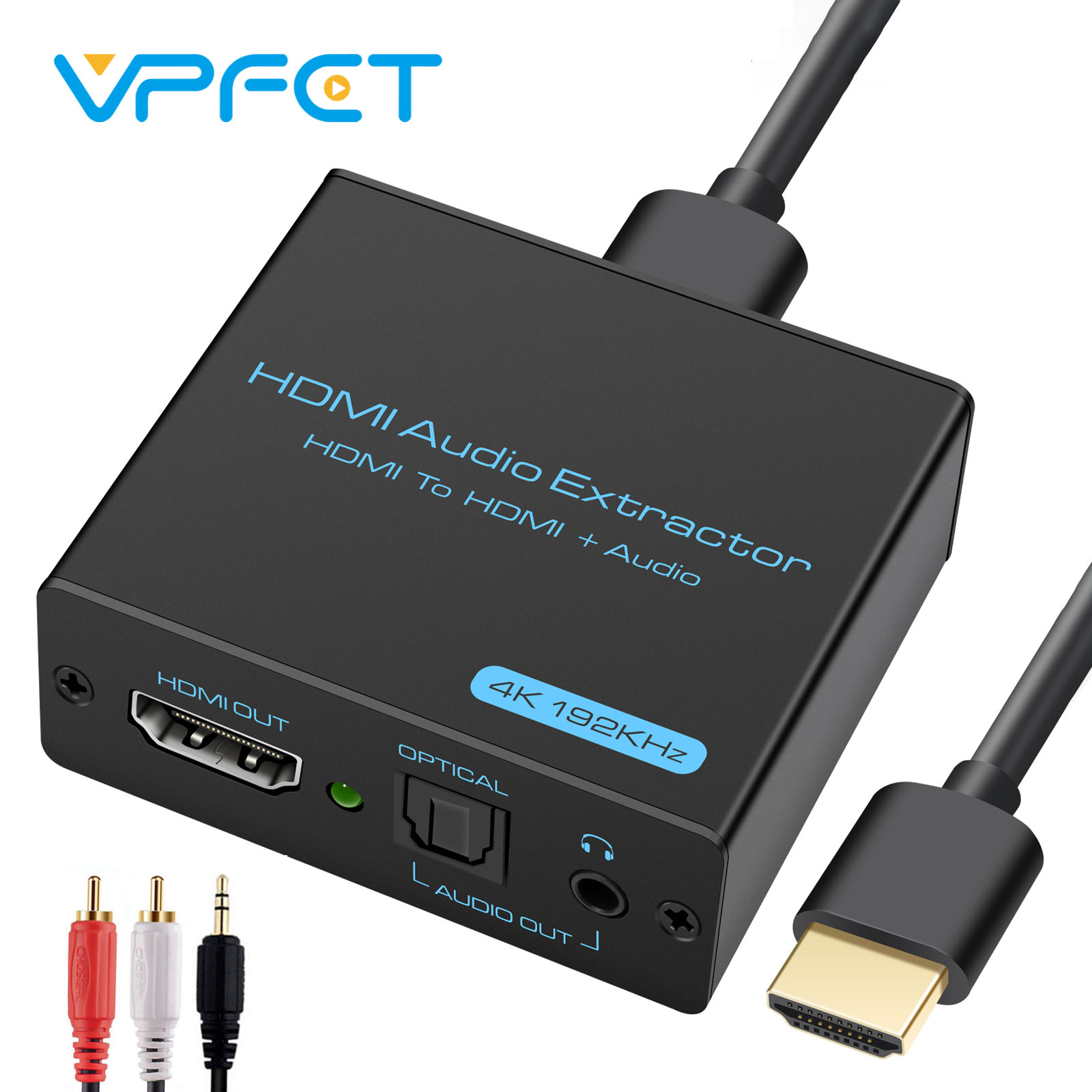 HDMI Audio Extractor 4K HDMI Optical Splitter Adapter Converter 3.5 mm Stereo + L/R Audio Out Supports 5.1 HDCP 3D 1080P VPFET