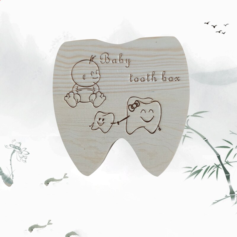 Boîte à dents bébé nouvelle personnalité en bois dent forme enfants Lanugo cordon ombilical dent boîte de rangement Souvenir