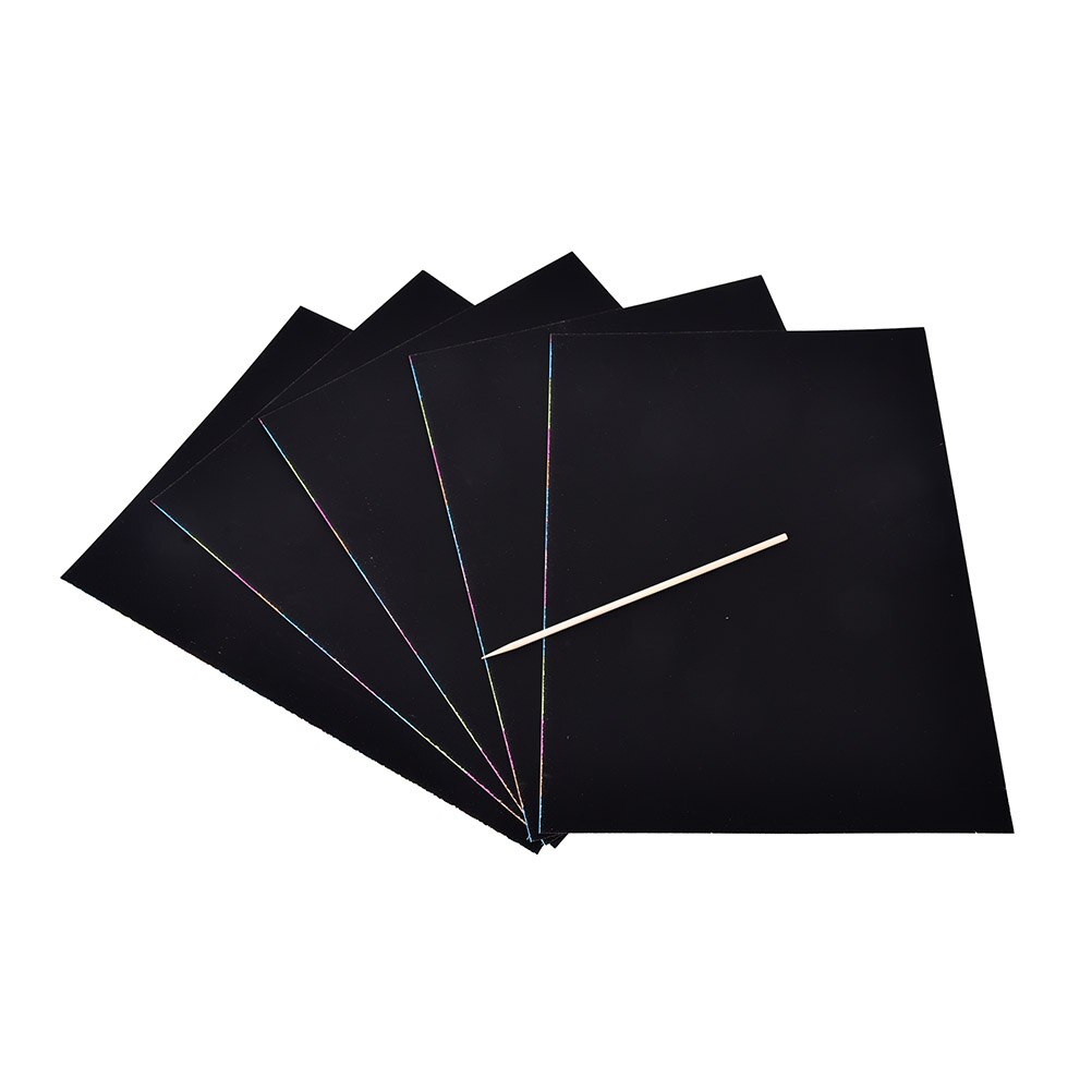 5 Vel Kids Magic Drawing Schilderen Papier Speelgoed Tekening Speelgoed 16K Kleurrijke Scratch Lakens Met Houten Pen