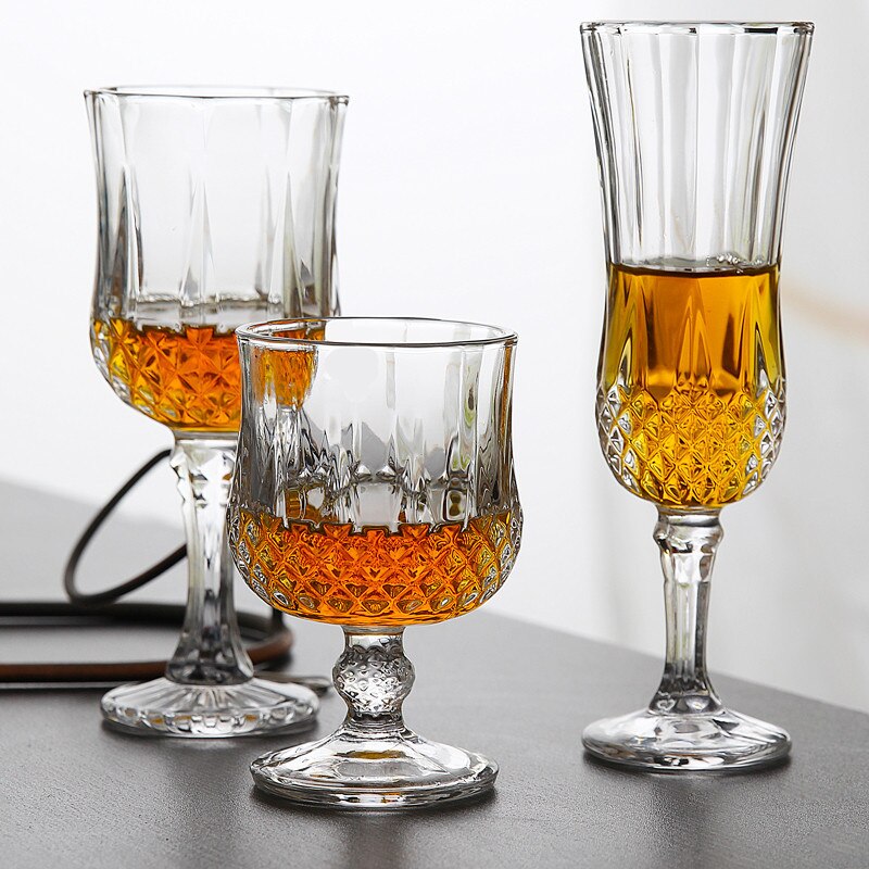 Copa de cristal en relieve para helado, copa de vino tinto para cóctel, taza de té, fruta, ensaladera, taza de agua, 1 ud.