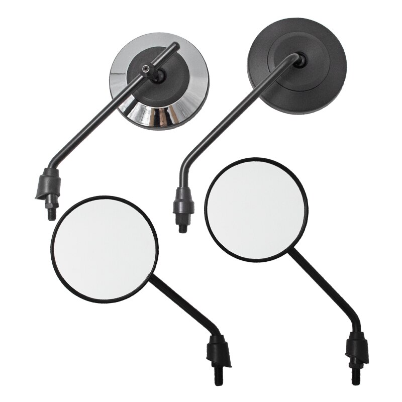 2 stücke Universal Retro Einstellbare Matte Schwarz Silber Runde Motorrad Rückspiegel Flache Spiegel Roller E-Bike Rückseite Spiegel