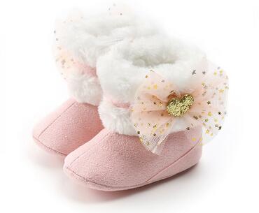 0-12M Princess Newborn Infant Baby Girls Snow Boots Warm Winter Autumn Ankle Boots Bow Sequins Toddler Baby Girl Shoes: A / 0 to 6M