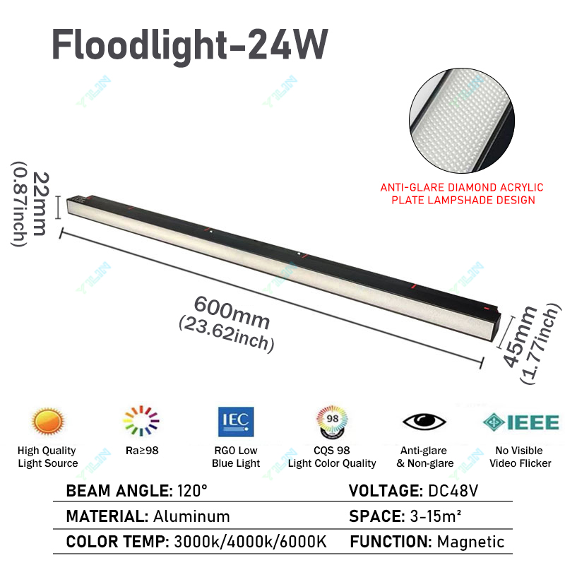 Nowa magnetyczna lampa szynowa 48V doprowadziło krata powódź lampa reflektor sufit lampa tor szyna linia światła nie Główny światło oświetlenie projekt: Czerwony / Beżowy