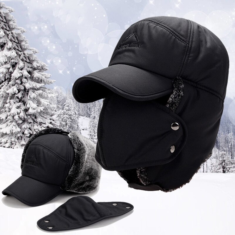 Mænd vinter hat multifunktions maske beanies ski vindtæt vinterkapper motorhjelm femme gammel mand ørebeskytter