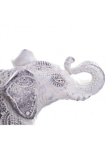 FIGURA ELEFANTE BLANCO-PLATA POLIRESINA 21 X 6,50 X 15 CM