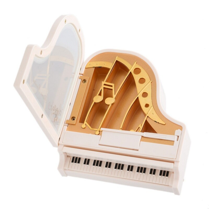 Music Box Boutique with Dancing Girl Classical Day White Gold Piano Song home ornaments or birthday
