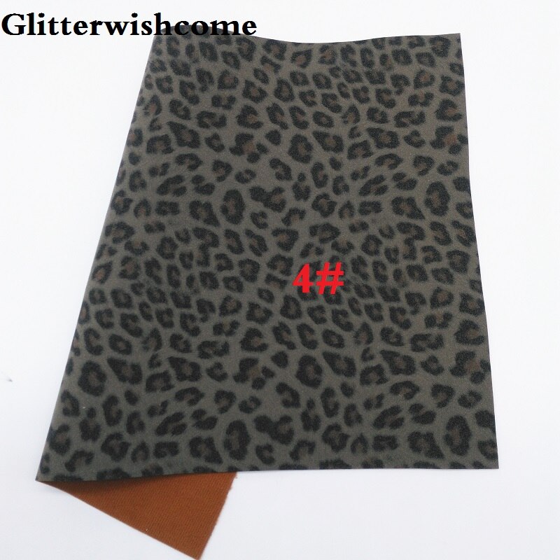 Glitterwishcome 21X29CM A4 Size Vinyl Voor Bogen Gedrukt Luipaard Op Suède Faux Lederen Lakens Voor Bows, GM3199B: 4