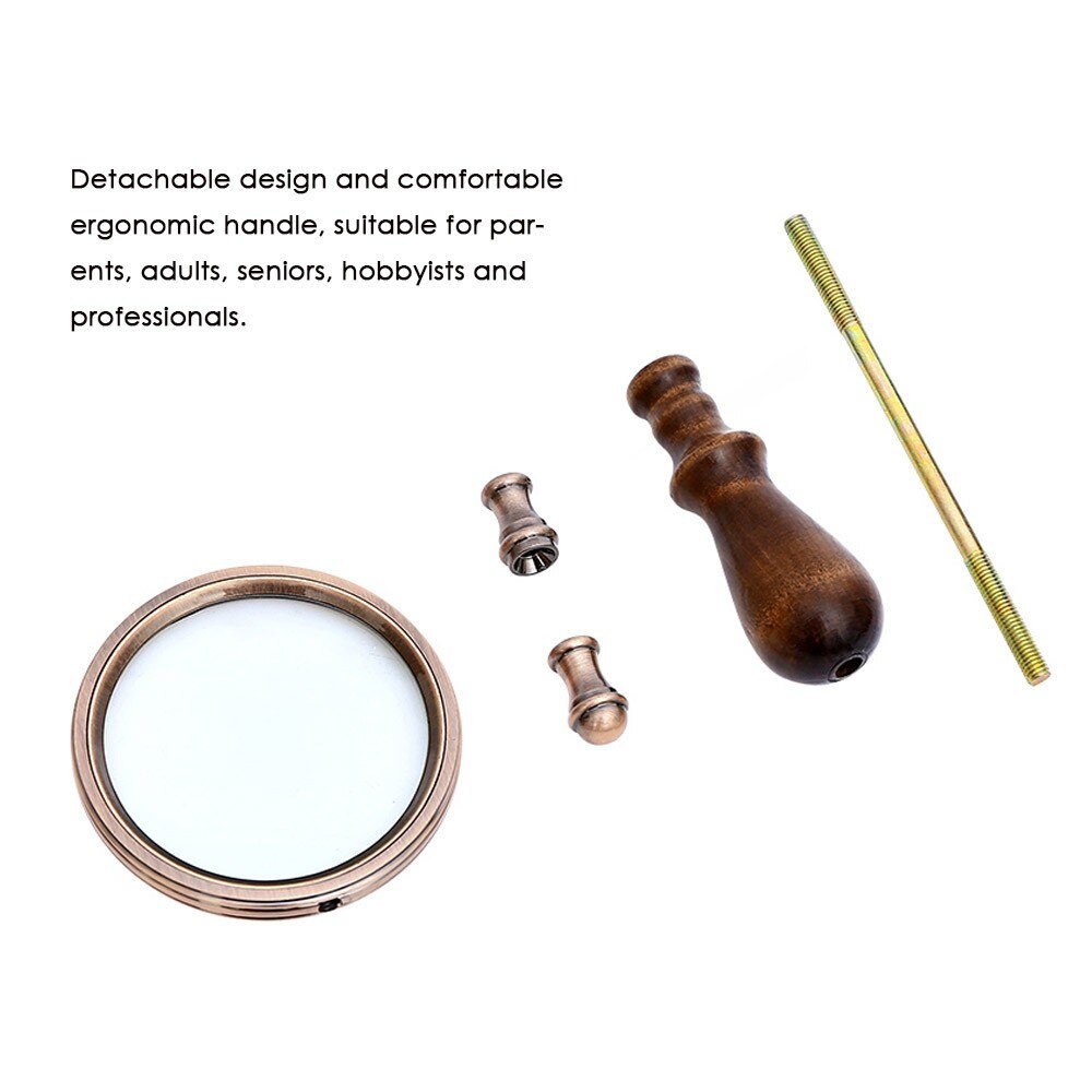 Handheld Magnifier 10X Reading Magnifying Glass Portable Jewelry Antique Loupe with High Magnification Power Lens