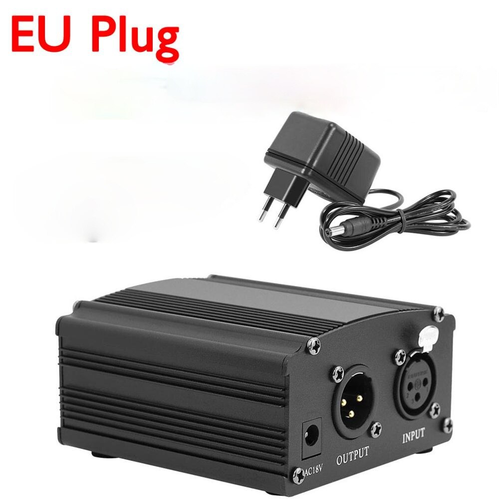 Alimentation fantôme 48V avec adaptateur, en Bonus + XLR, câble de Microphone à 3 broches pour tout Microphone à condensateur, équipement d'enregistrement de musique: EU Plug Phantom