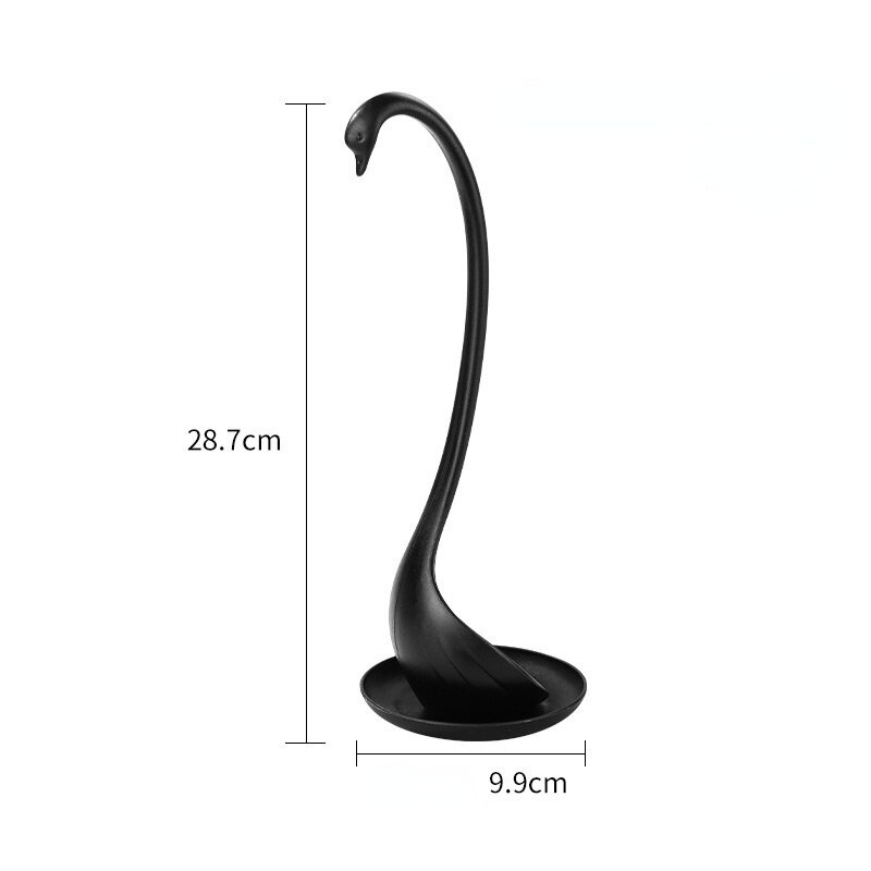 1Pc Swan Ladle Spoons with Tray Swan Shaped Ladle Special Swan Spoons Useful Kitchen Cooking Tool Plastic Ladle Home Table Decor: black