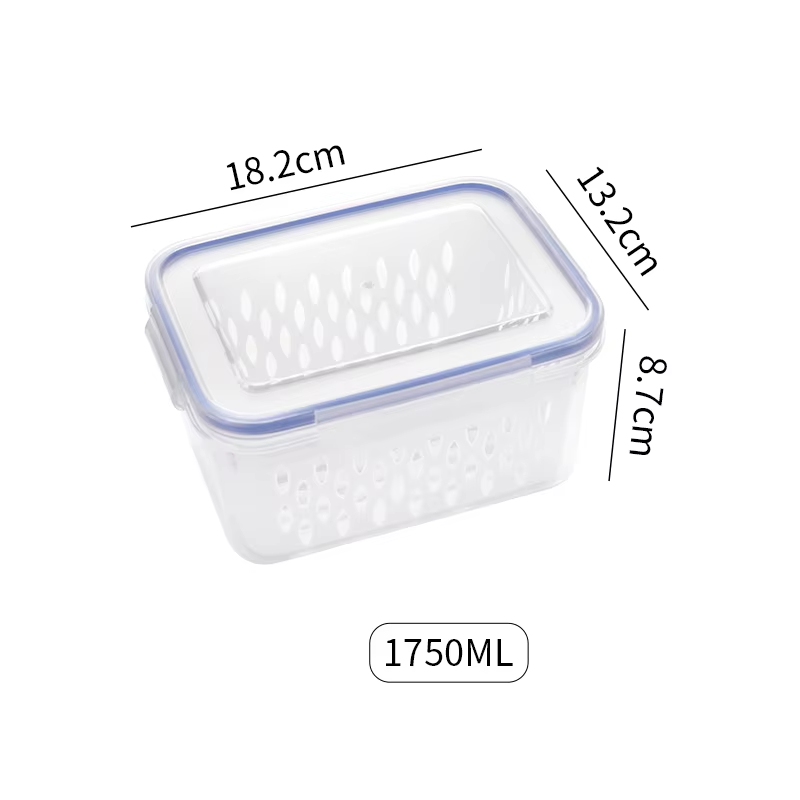 Caja de almacenamiento para refrigerador, cajas selladas de plástico para mantenimiento fresco de frutas y verduras, escurridor, contenedor de almacenamiento de alimentos para cocina y nevera: Verde claro