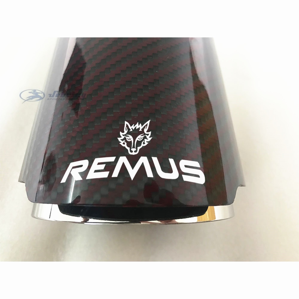 Remus Glossy Red Carbon Fiber Stainless steel Universal Automobile exhaust pipe Muffler Pipe carbon fiber exhaust tips