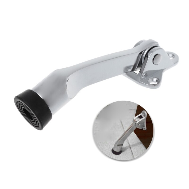 Kick down suporte de porta de liga de zinco, alavanca de porta, atlas, cromado, escritório, rolha de borracha, portas, estilo kick down, dropshipping