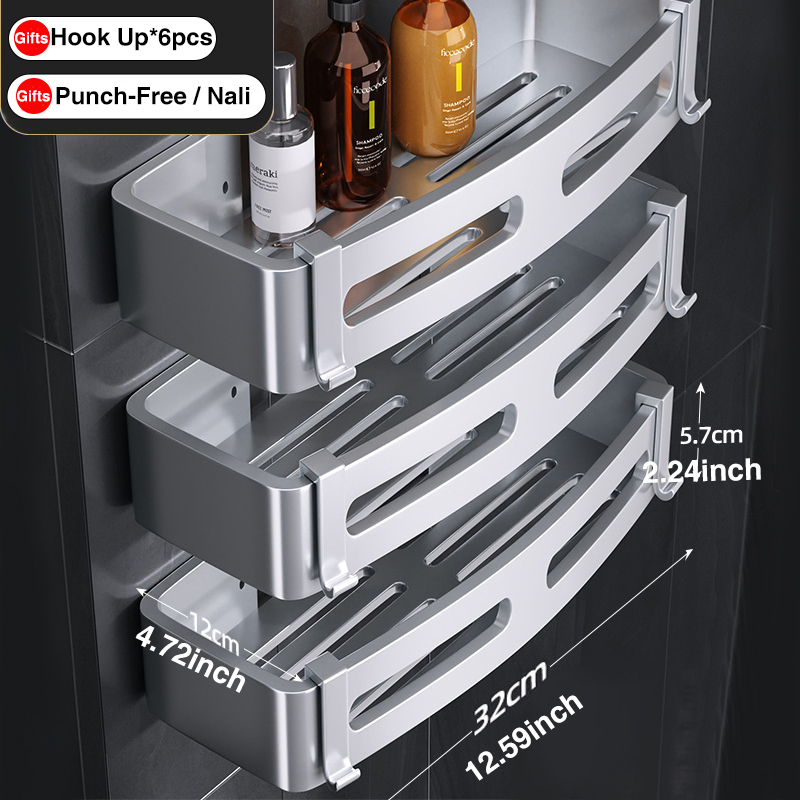 Joybos Ruimte Aluminium Badkamer Plank Douche Planken Geen-Boor Wall Mount Douche Opbergrek Hoekplank Badkamer Accessoires