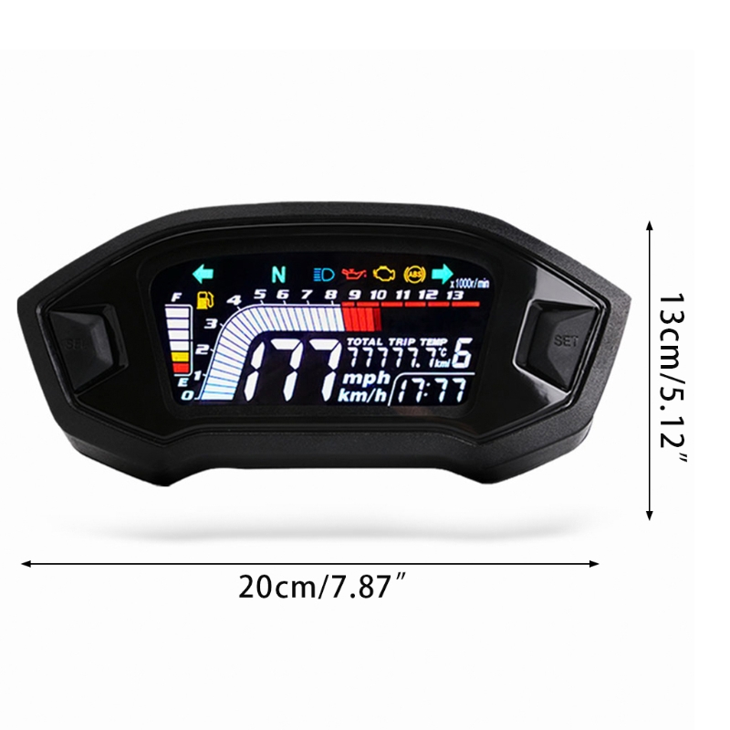 DC8-12V Multifunctionele Motorfiets Dashboard Digitale Snelheidsmeter Thermometer