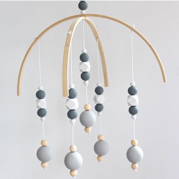 Baby Rammelaar Mobiele Speelgoed Houten Kralen Crib Speelgoed Bed Opknoping Pasgeboren Windgong Bel Nordic Kinderkamer Decoratie Fotografie Rekwisieten: 9