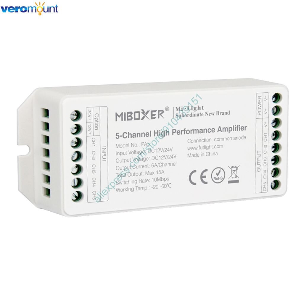 Miboxer PA4 4-Channel LED Amplifier - DC 12-24V For RGB/RGBW Strip Lights (Max 6A/Ch) - View #12