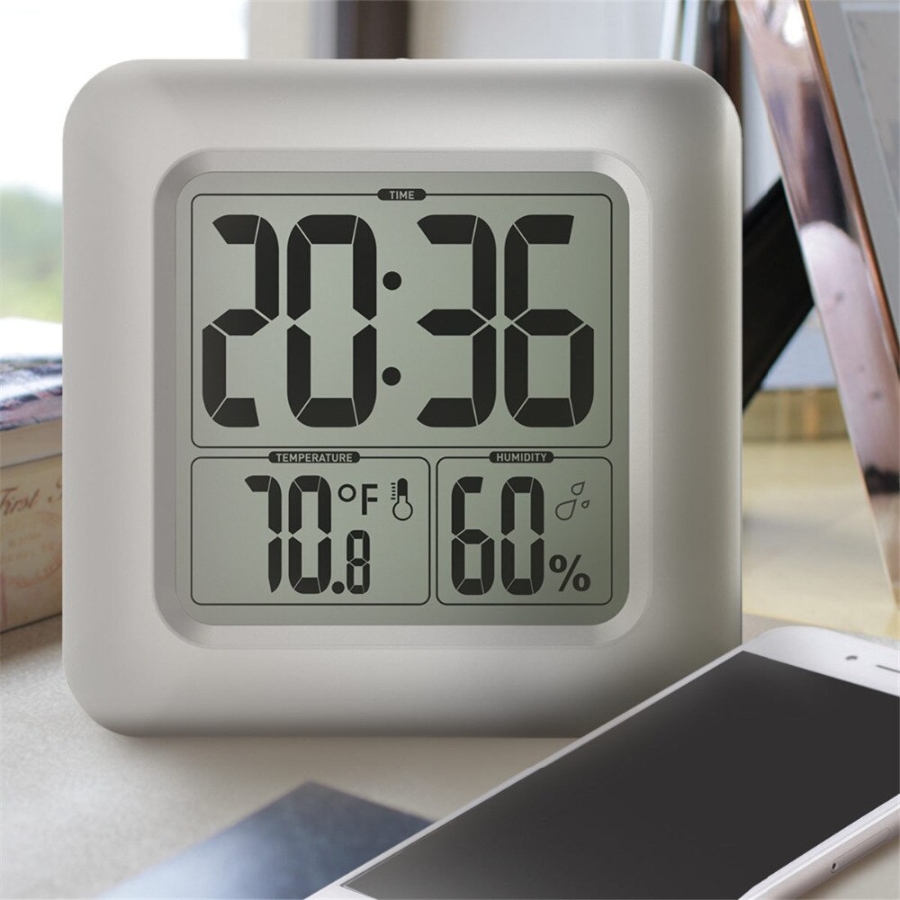 Timers LCD Digitale Waterdichte Voor Water Spatten Badkamer Muur Klok Met Sucker Wassen Douche Klokken Timer Vochtigheid Temperatuur