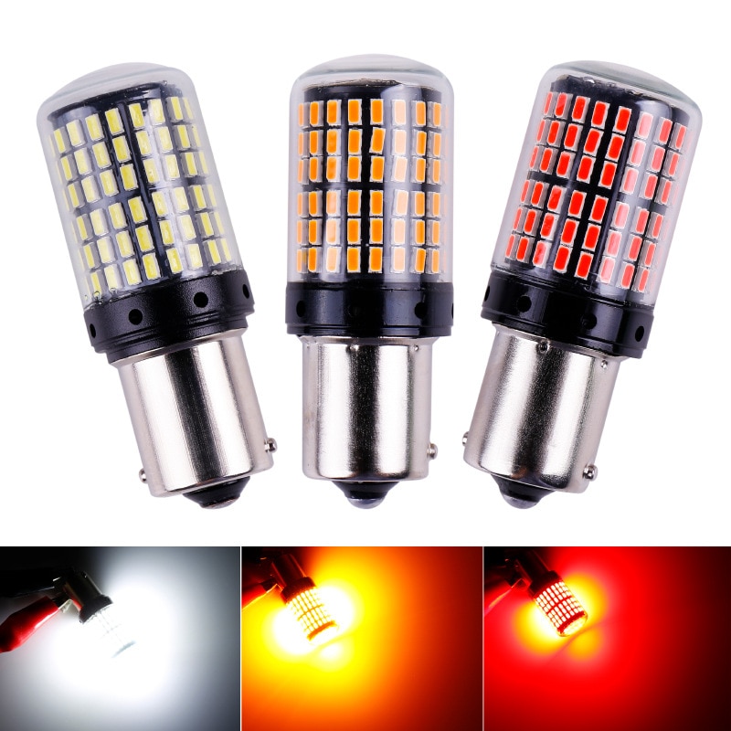 1Pc Auto Lamp T20 7440 W21W Led-lampen 3014 144smd Led Canbus Geen Fout 1156 BA15S P21W BAU15S PY21W led Lamp Voor Richtingaanwijzer