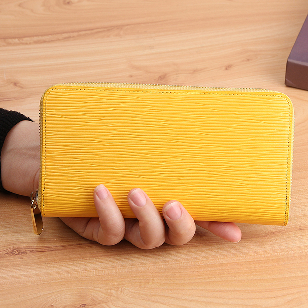 Portefeuille en croûte de cuir jaune pour femmes, pochette à fermeture éclair, Style japonais