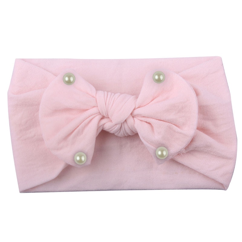 Cute Imitation Pearls Bows Baby Headband Elastic Hairband For Newborn Soild Color Baby Girl Headbands Turban Hair Accessories