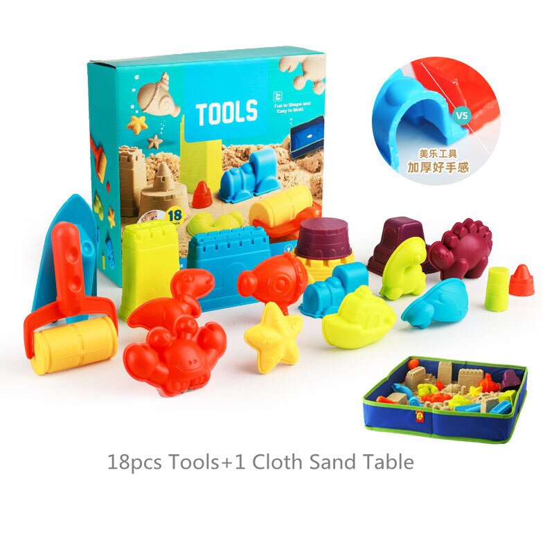 Baby Kids DIY Kinetic Sand Tray Pit Set Beach Sandbox Indoor Outdoor Educational Toys For Children Paly Tools Kit Party Game