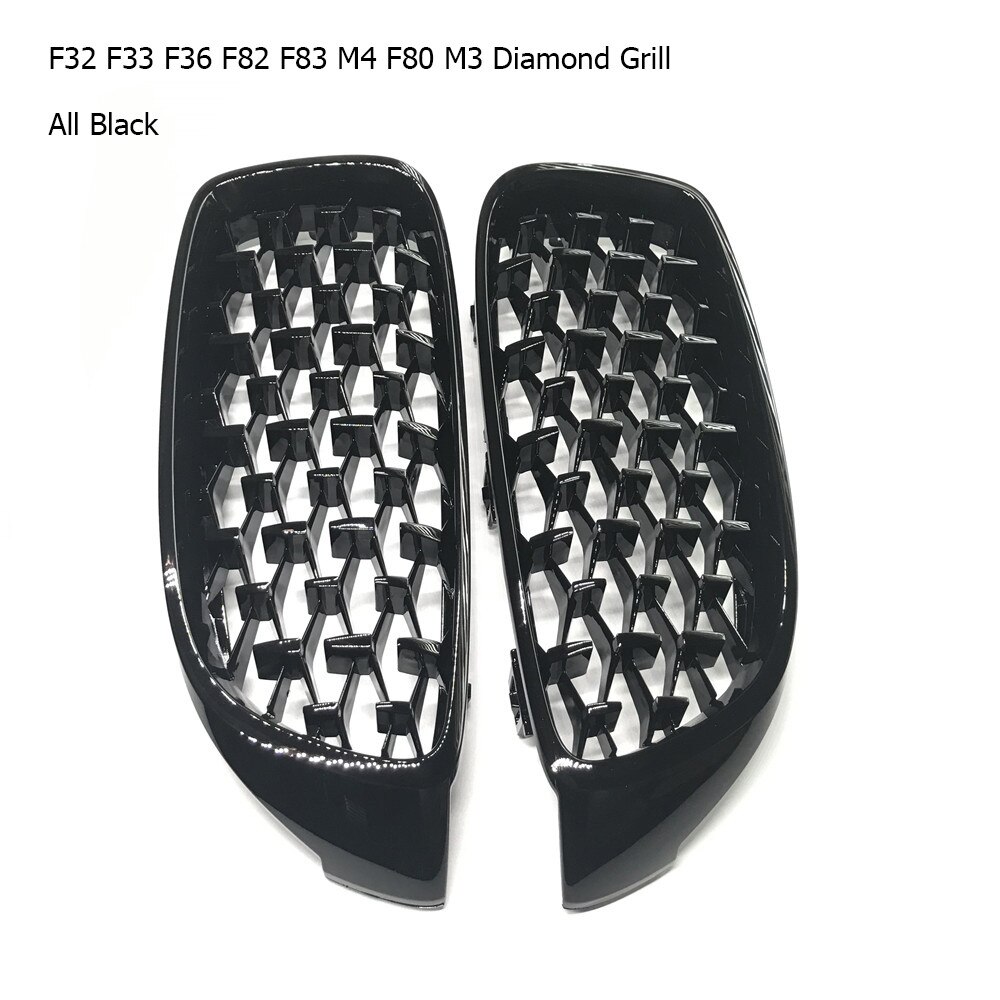 Un par de parrillas de diamantes plateadas/negras con estilo para coche, rejilla delantera ovoide doble para BMW F30 F31 F35 F10 F18 G30 G38 F32 F82