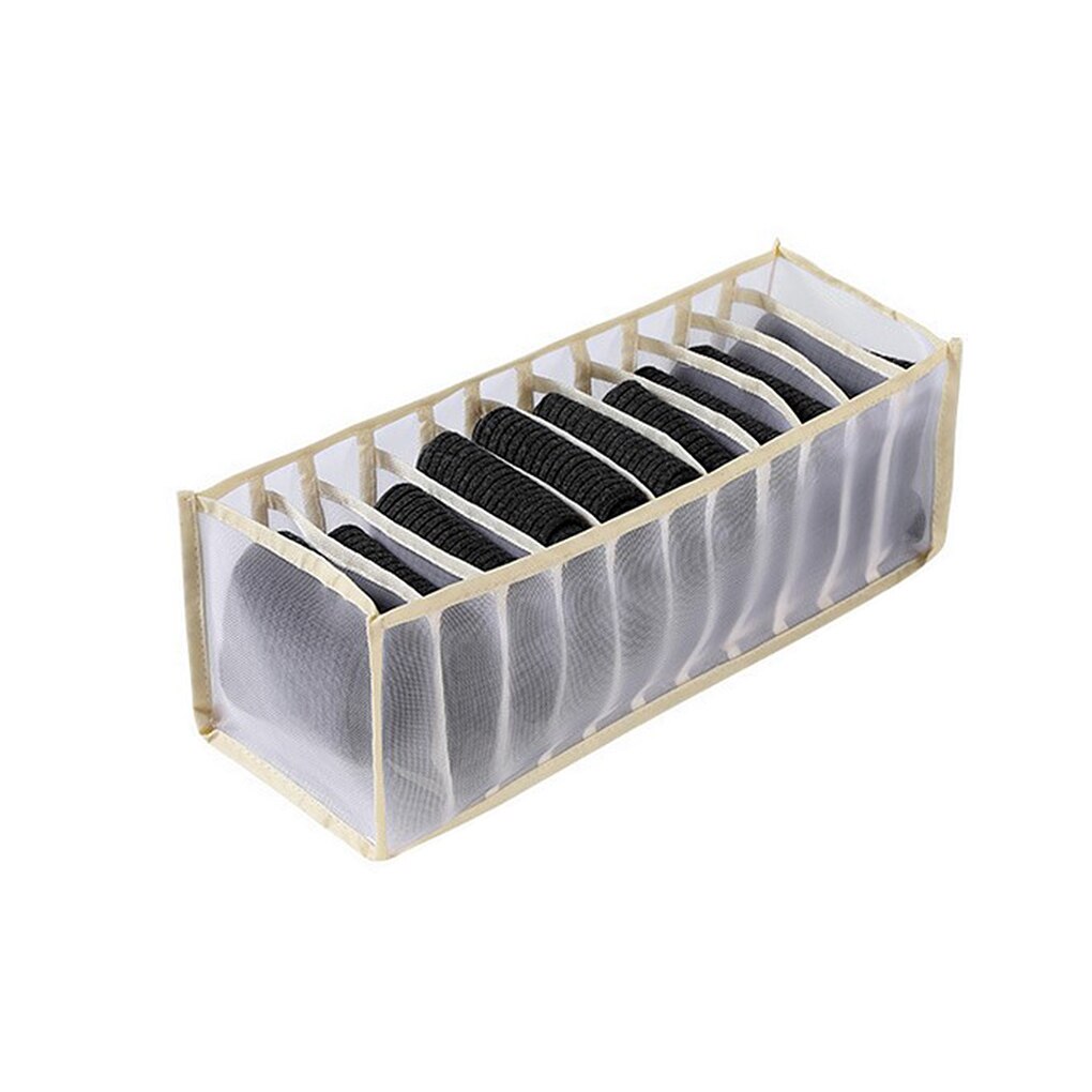 Underwear Storage Box Grids Nylon Mesh Socks Organizer Foldable Household Clothes Container for Drawer Wardrobe Storage Box: 11 Grids