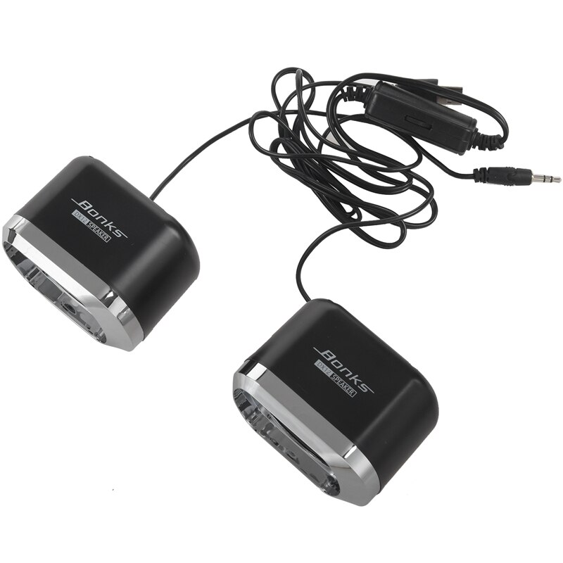 USB 2.0 Notebook Speakers Wired Stereo Mini Computer Speaker for Desktop Laptop Notebook PC MP3 MP4 3.5mm AUX IN black