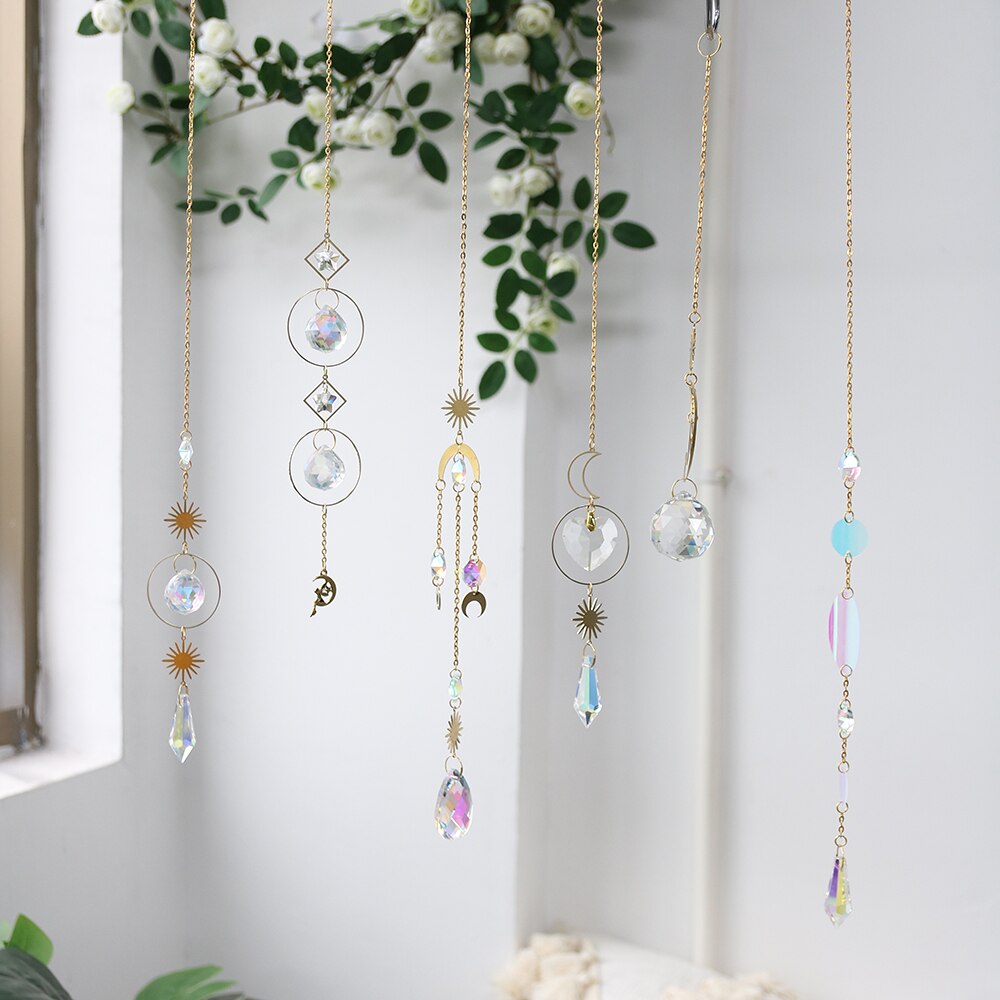 Crystal Sun Catcher Prism Wall Hanging Boho Décor Car Pendent Accessories Ornaments Window Garden Decoration Christmas