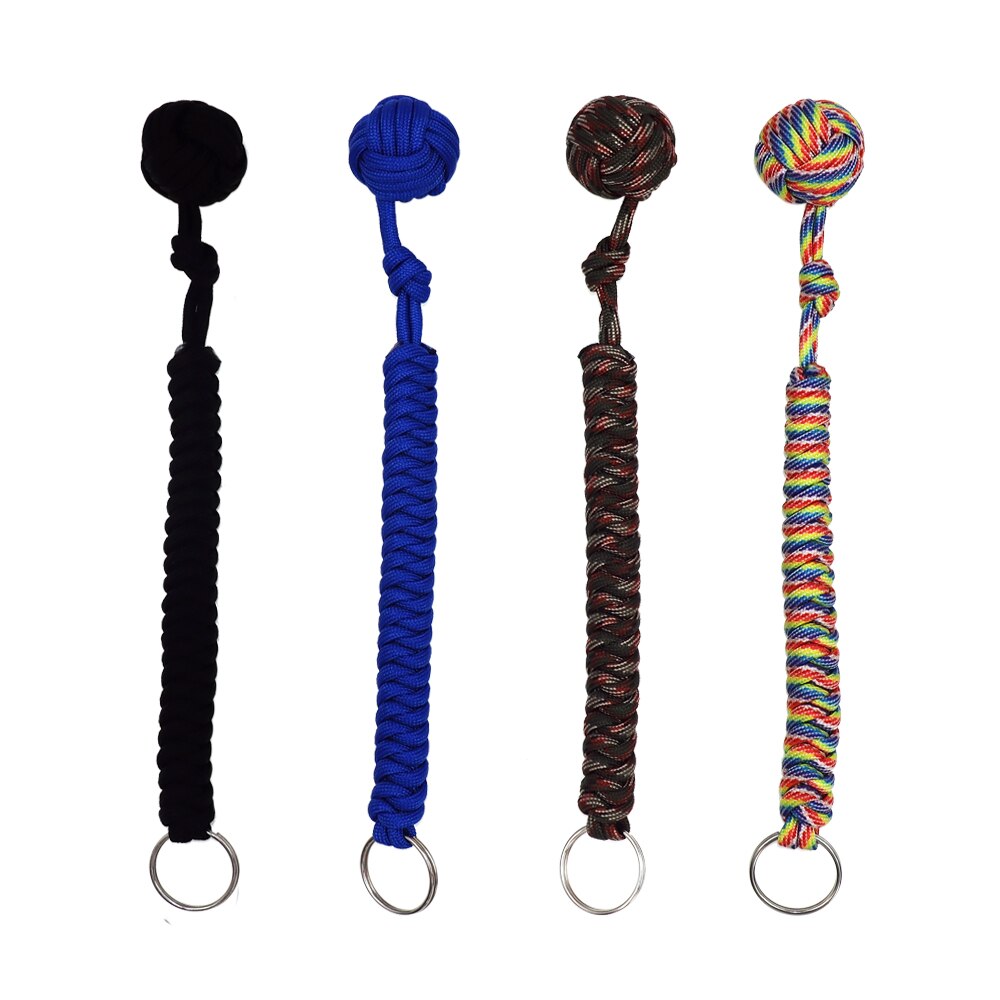 YOUGLE-cordón de paracaídas de 20cm, cuerda de Puño de mono, llavero de nudo, llavero con bola de Metal