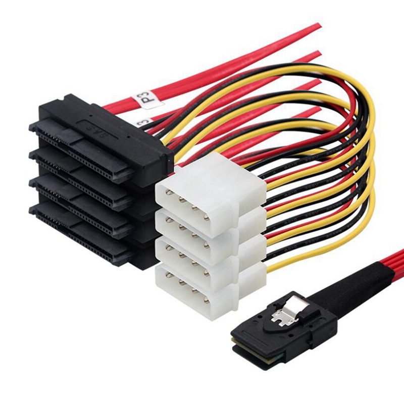 Mini SAS SFF-8087 To SFF-8482 With 4 Pin Power Cable, Server SATA Cable X4 SAS Cable